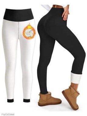 Fleece Lined Leggings High Waisted Tummy Control Thermal Winter Yoga Pants